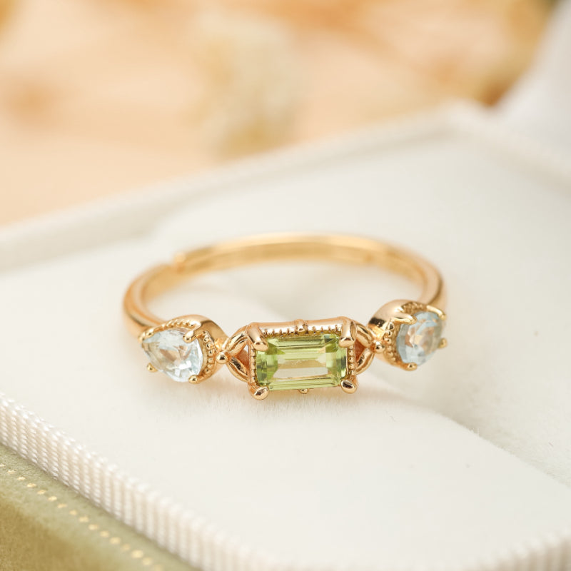 Bague Péridot et Topaze – Géométrie Raffinée