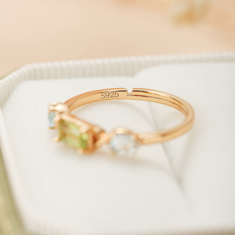 Bague Péridot et Topaze – Géométrie Raffinée