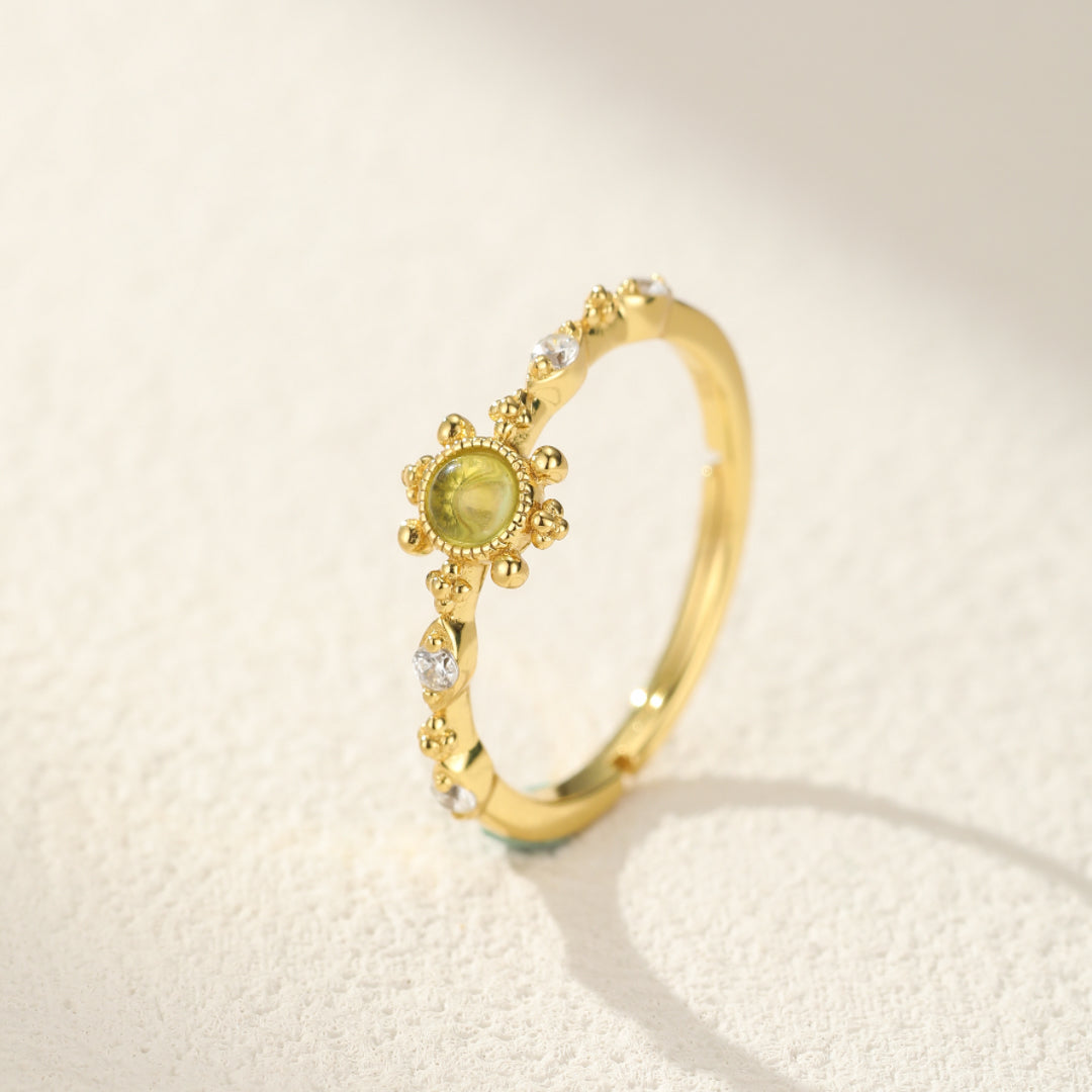 Bague Péridot – Lumière d’Olivine, Argent Plaqué Or