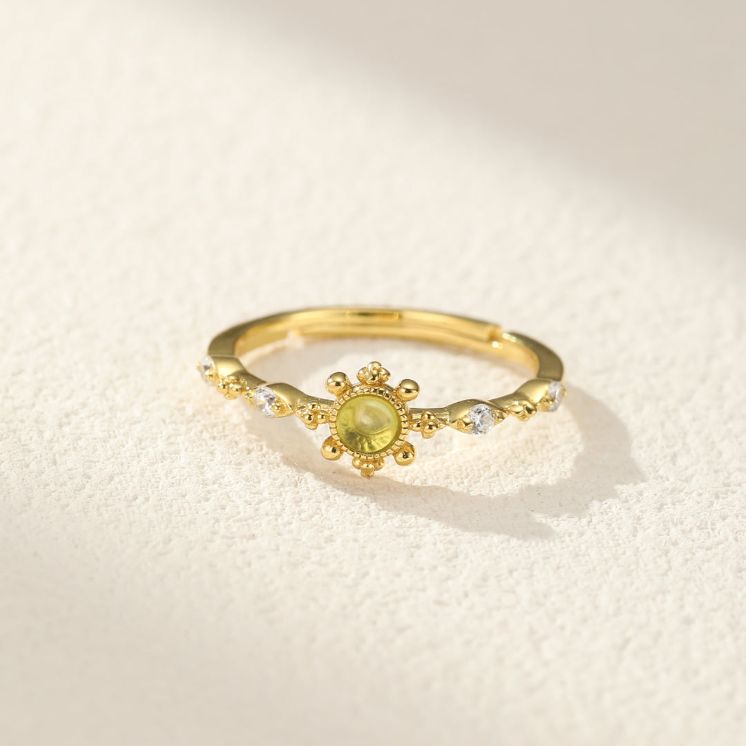 Bague Péridot – Lumière d’Olivine, Argent Plaqué Or
