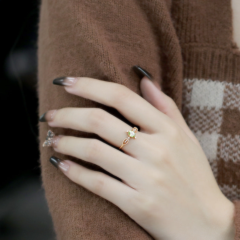 Bague Péridot – Prospérité, Argent Plaqué Or