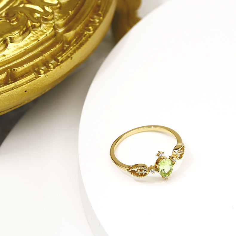 Bague Péridot – Prospérité, Argent Plaqué Or