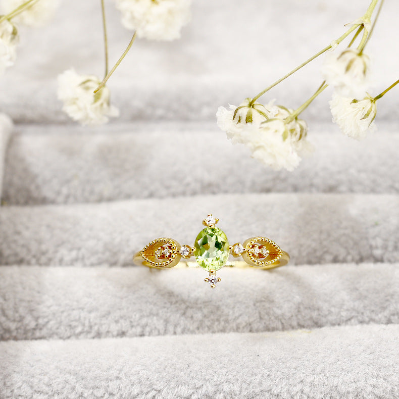 Bague Péridot – Prospérité, Argent Plaqué Or