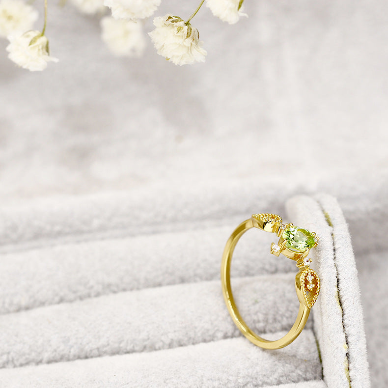 Bague Péridot – Prospérité, Argent Plaqué Or