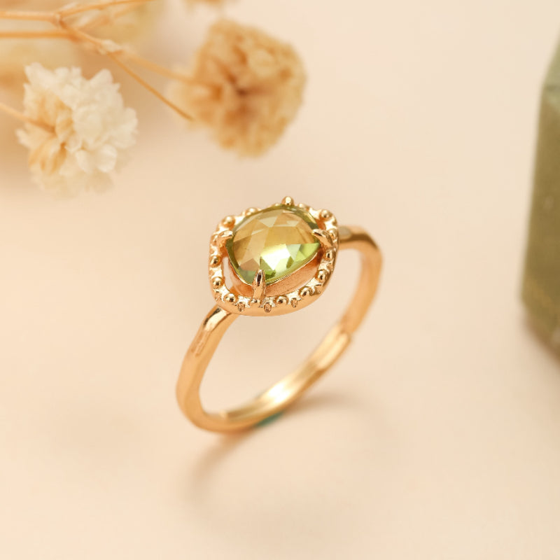 Bague Péridot – Renaissance, Argent Plaqué Or