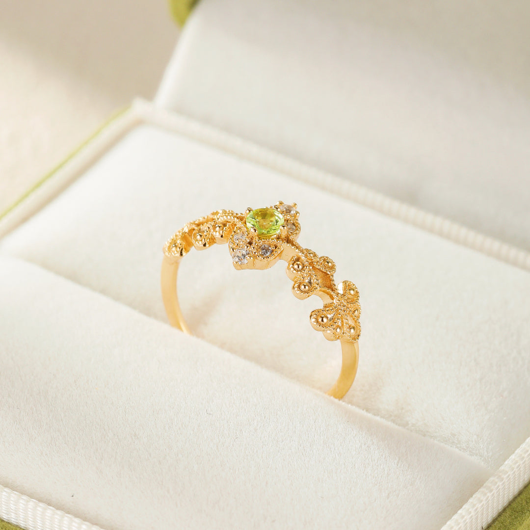 Bague Péridot – Voyage, Argent Plaqué Or