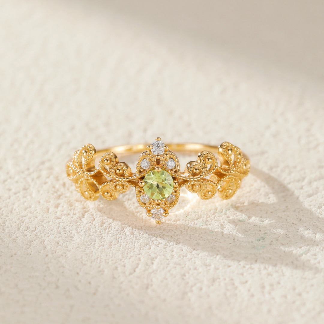 Bague Péridot – Voyage, Argent Plaqué Or