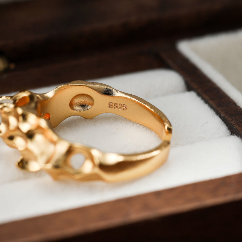 Bague Pierre de Lune – Jardin de Lumière, Argent Plaqué Or