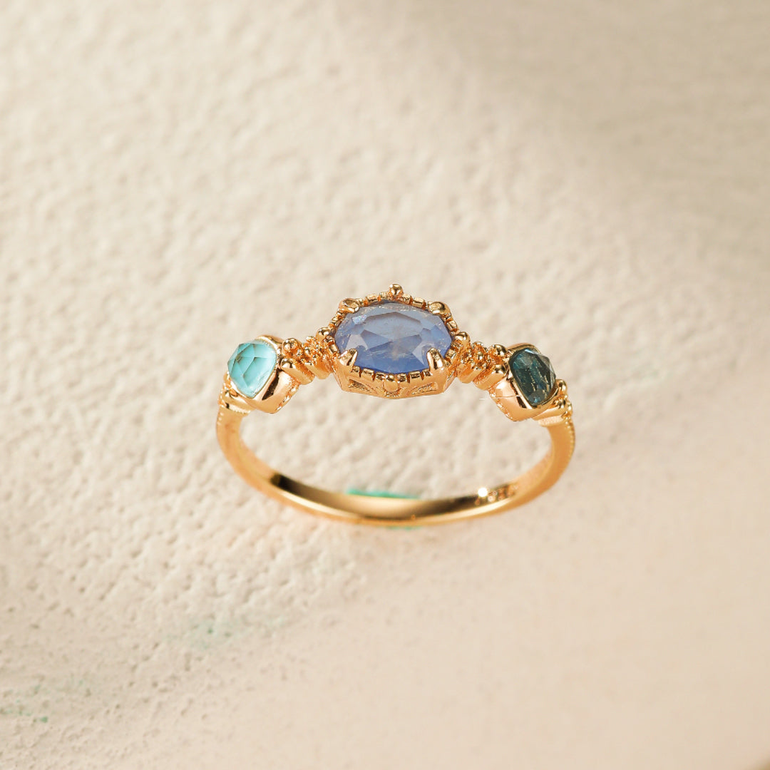 Bague Pierre de Lune – Luna, Argent Plaqué Or