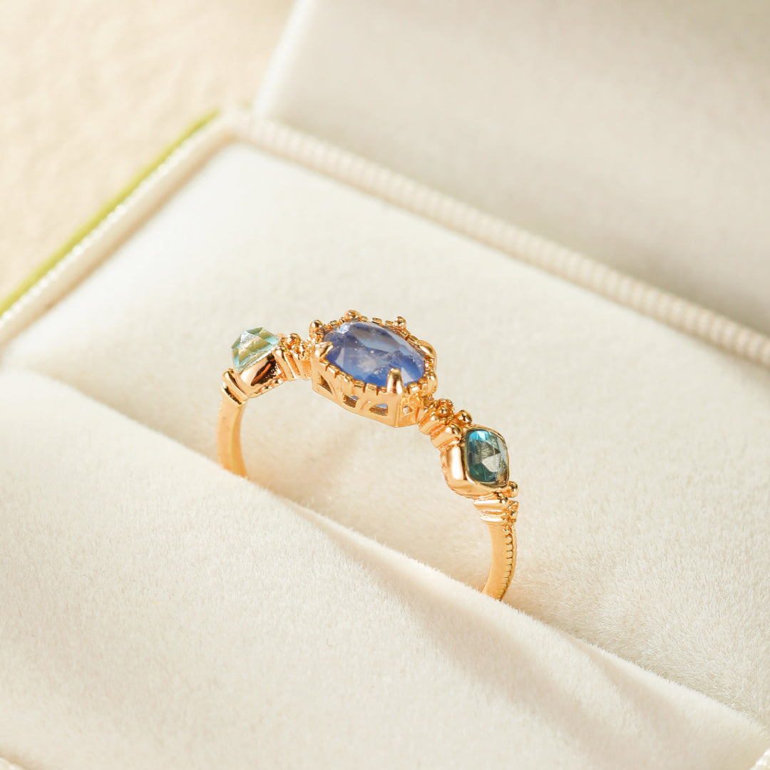 Bague Pierre de Lune – Luna, Argent Plaqué Or