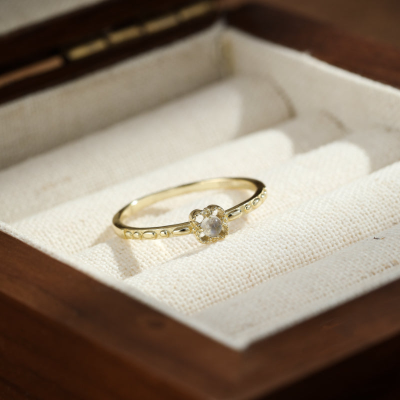 Bague Pierre de Lune – Rêve Argenté, Argent Plaqué Or