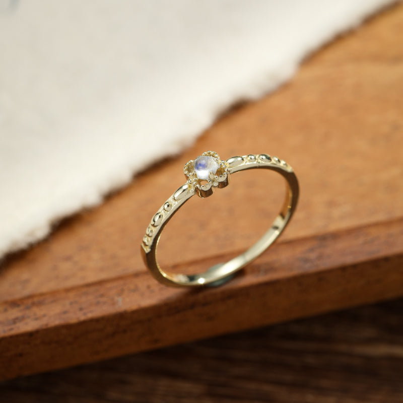 Bague Pierre de Lune – Rêve Argenté, Argent Plaqué Or