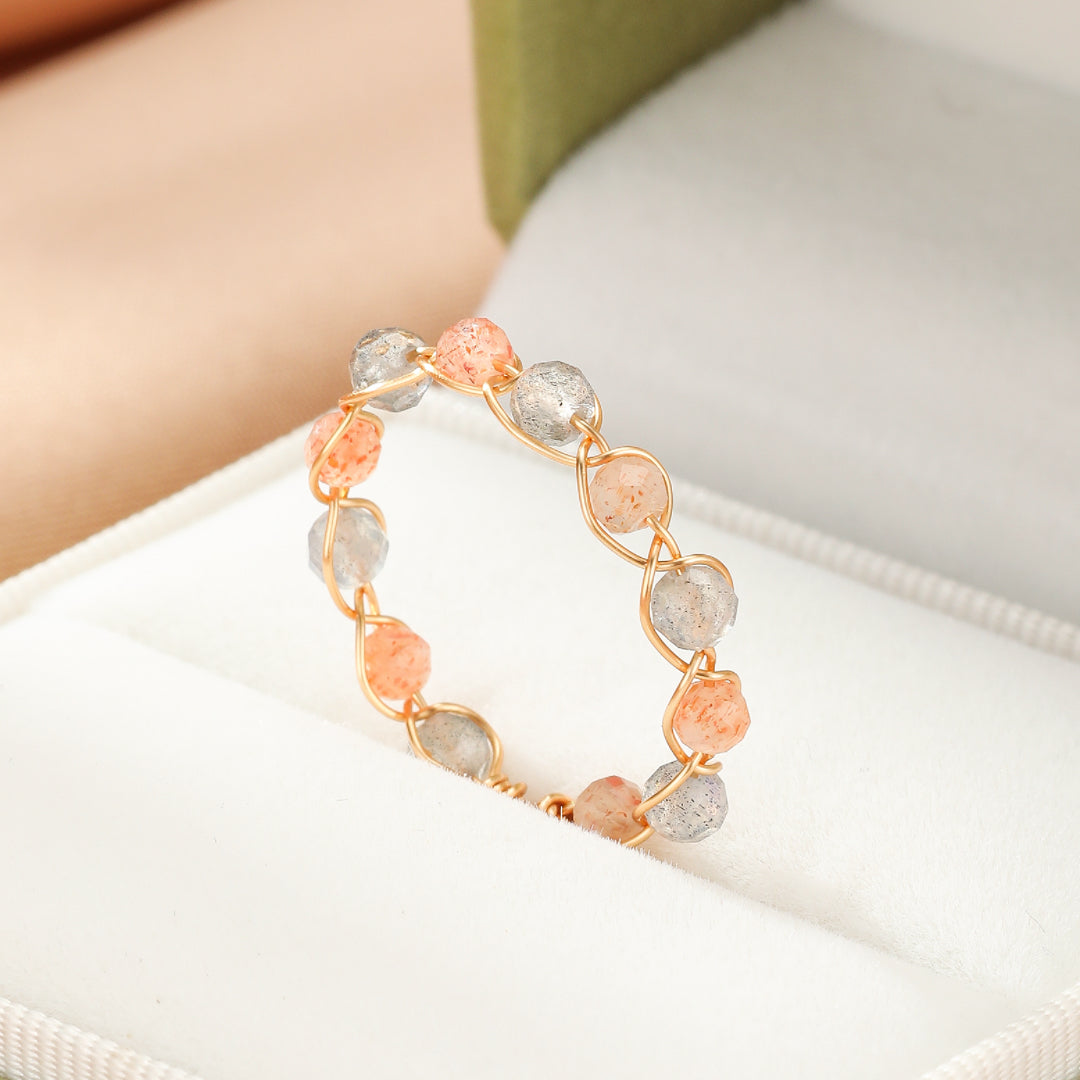 Bague Pierre de Soleil et Pierre de Lune – Éclat Céleste