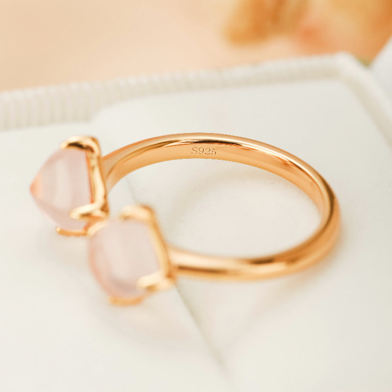 Bague Quartz Rose – Éclat Divin, Argent Plaqué Or