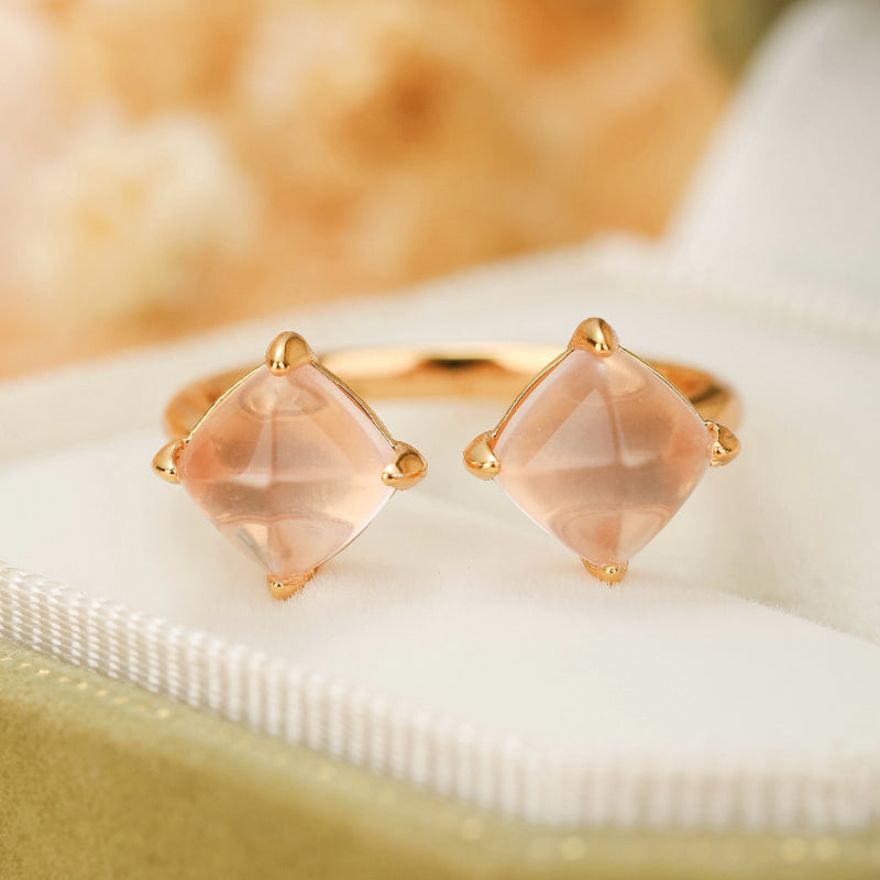 Bague Quartz Rose – Éclat Divin, Argent Plaqué Or