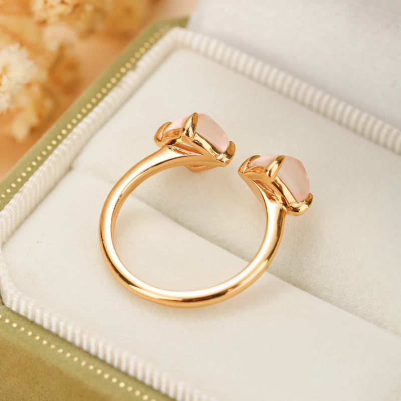 Bague Quartz Rose – Éclat Divin, Argent Plaqué Or