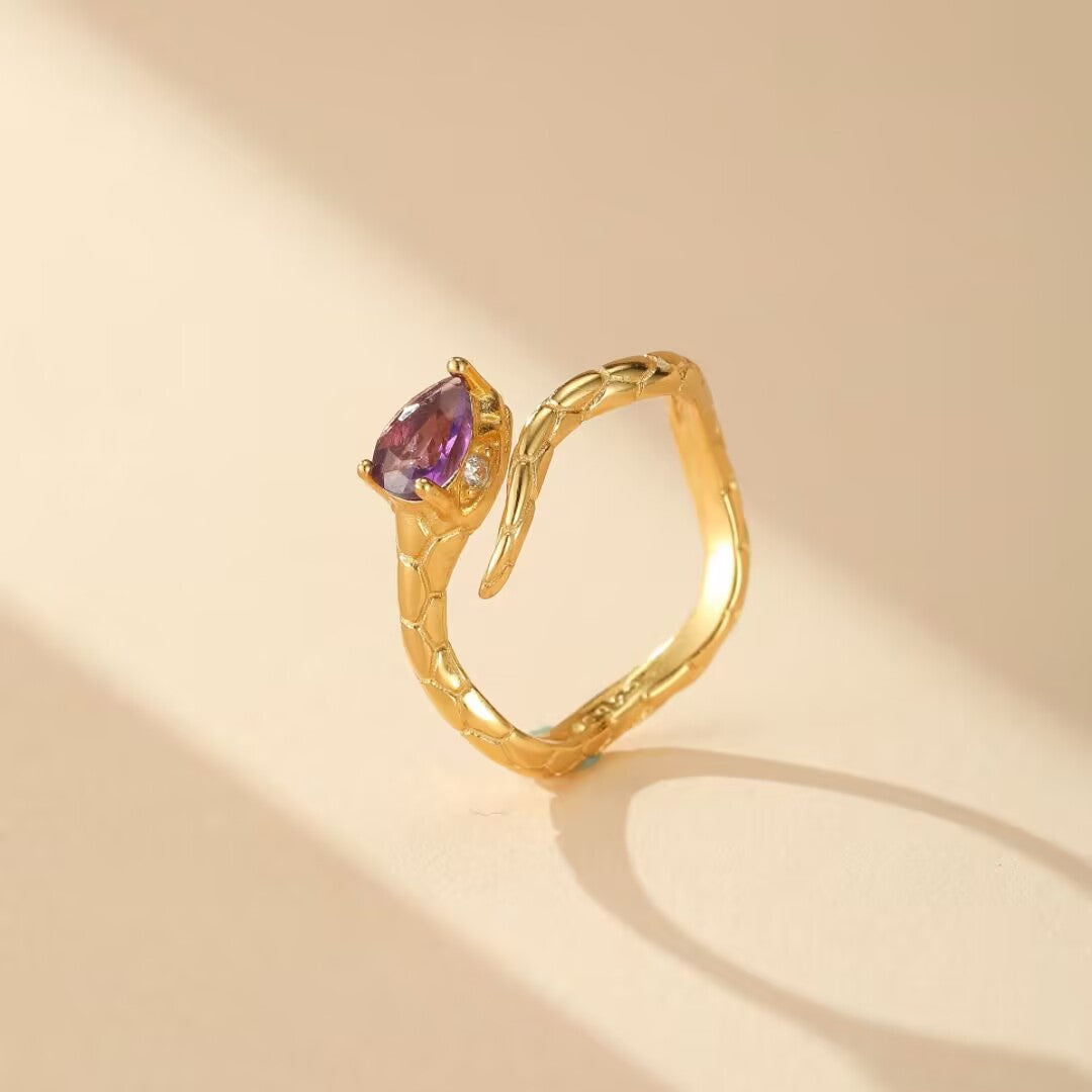 Bague Serpent – Aura Divine, Argent Plaqué Or