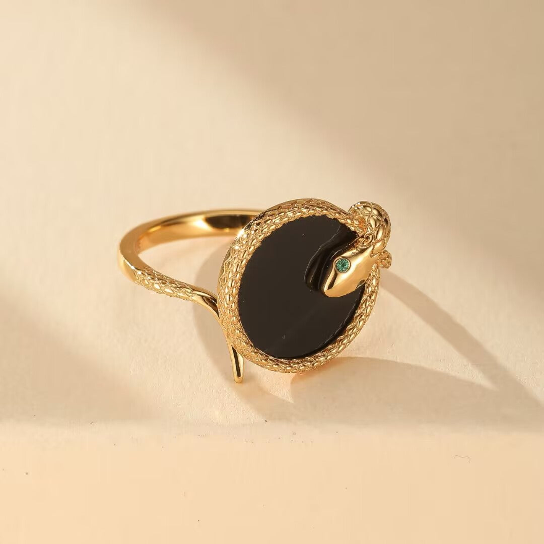 Bague Serpent – Élégance et Autorité, Argent Plaqué Or