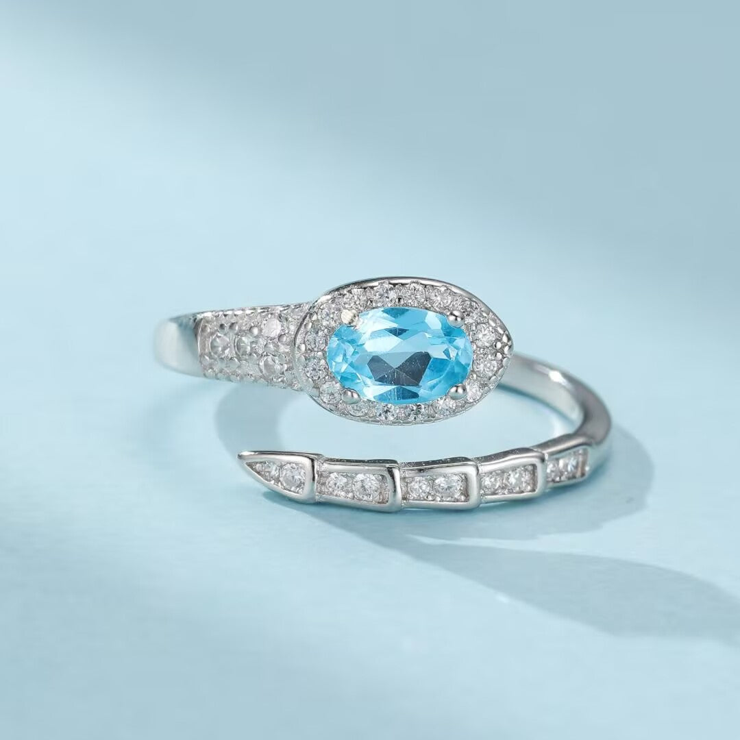 Bague Serpent Topaze – Étreinte Solaire, Argent 925