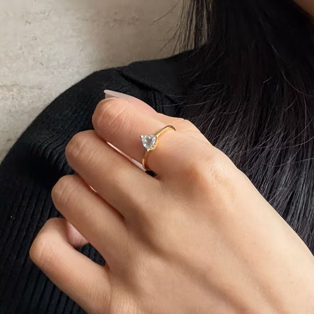 Bague Topaze Ajustable – Éclat Azurin, Argent Plaqué Or 18K