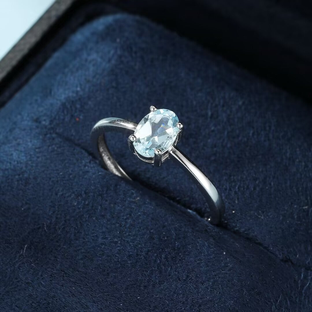 Bague Topaze Ajustable – Éclat Cristallin, Argent 925