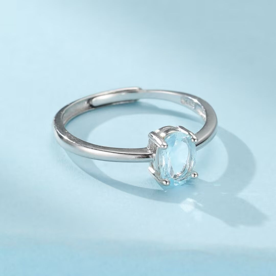 Bague Topaze Ajustable – Éclat Cristallin, Argent 925