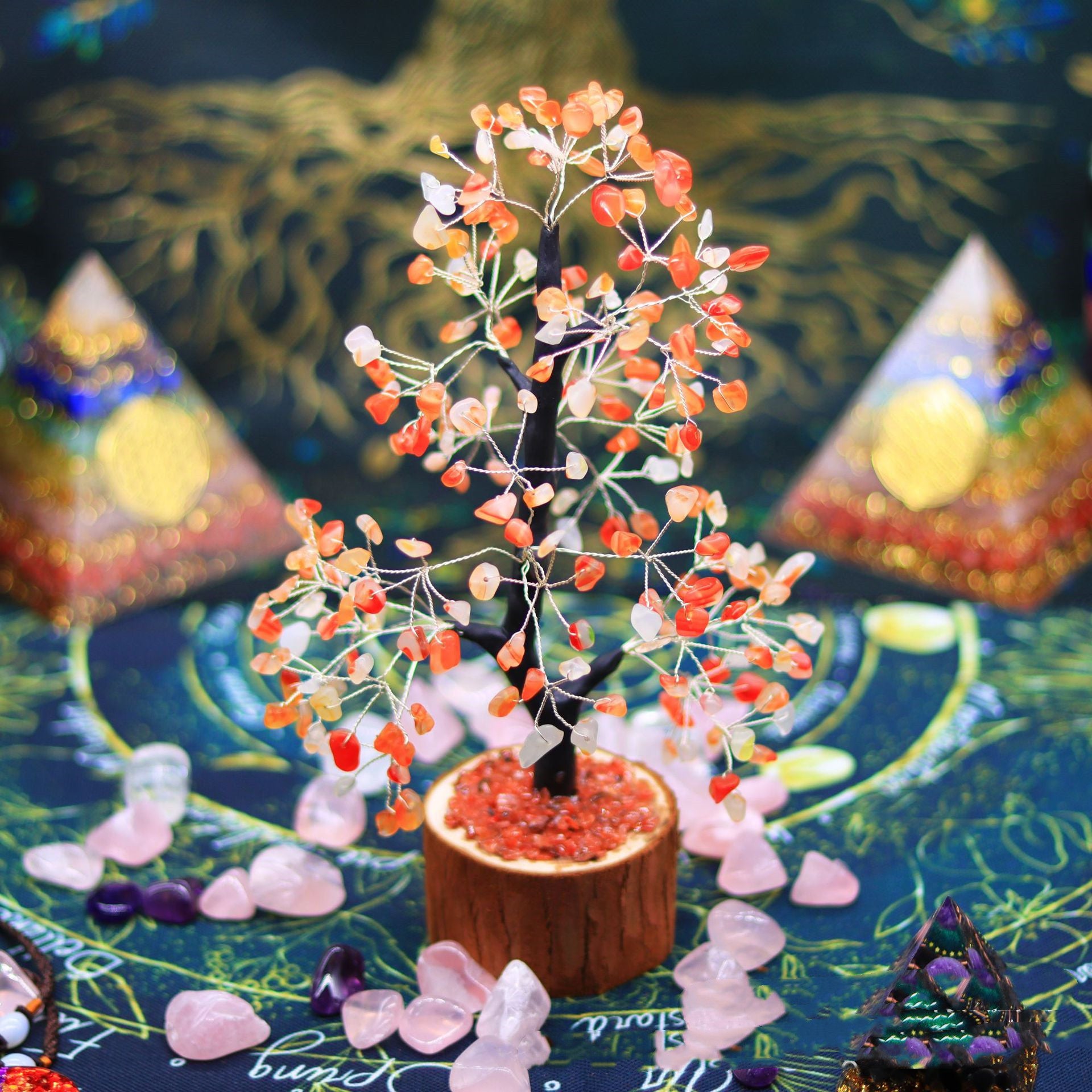 "Nature's Beauty" Red Agate Tree of Life Decoration Moment Ici