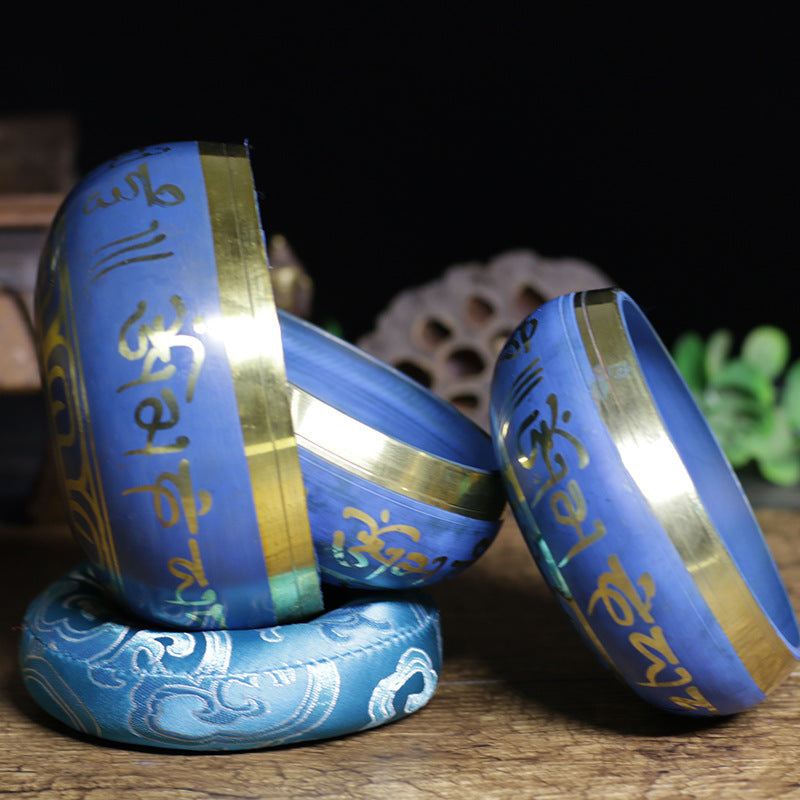 Tibetan Singing Bowl "Cornflower Blue" in Copper Moment Ici