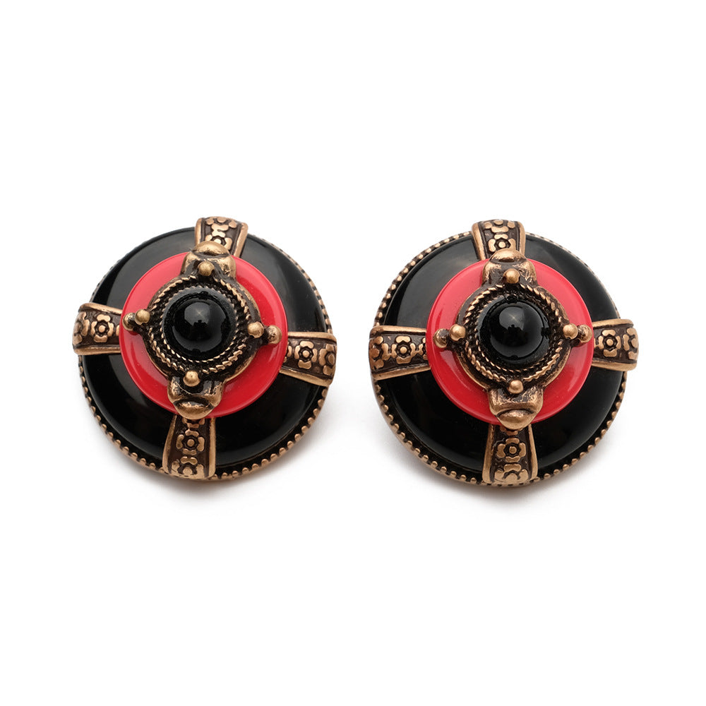 Boucles d'Oreilles Agate - Rouge et Noir