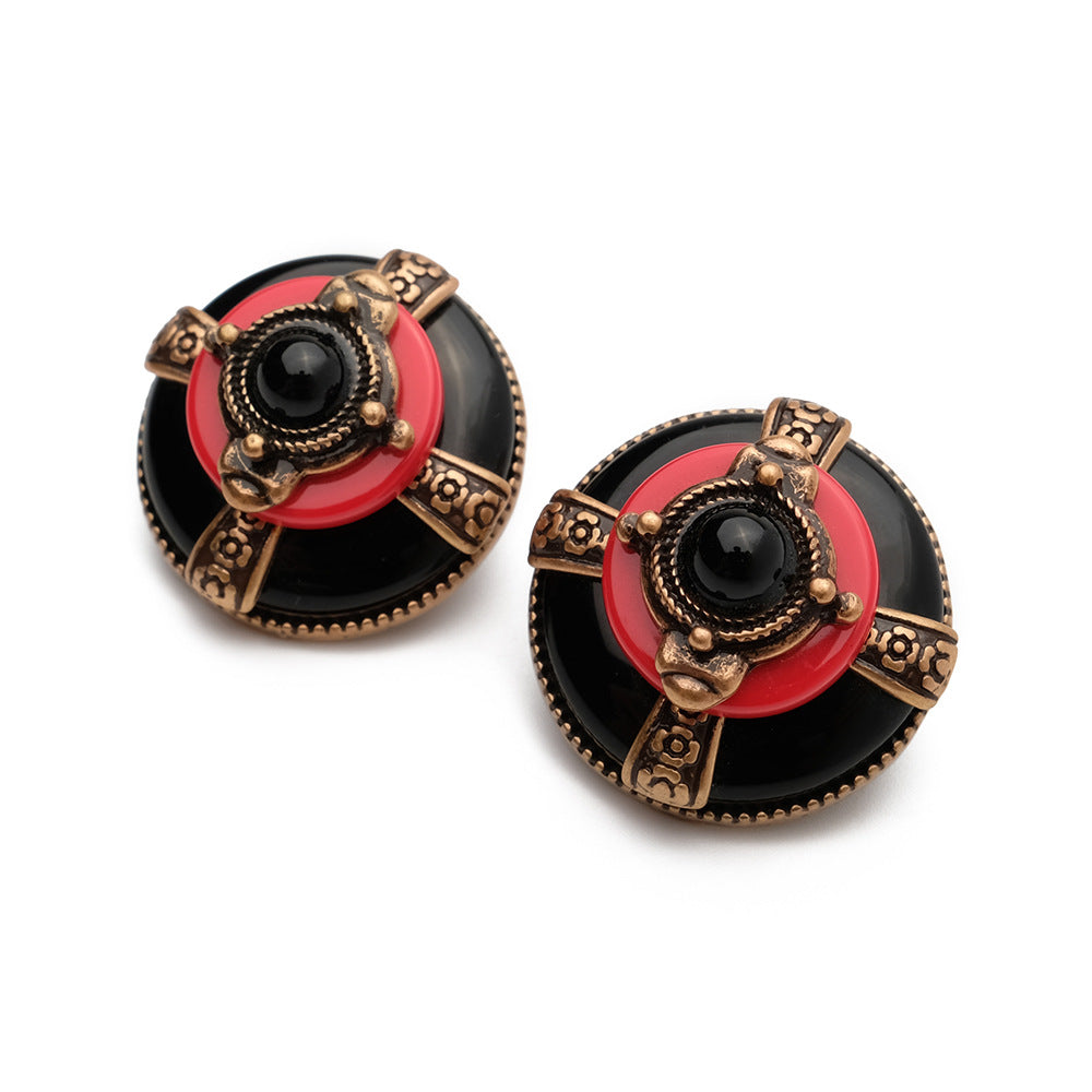 Boucles d'Oreilles Agate - Rouge et Noir