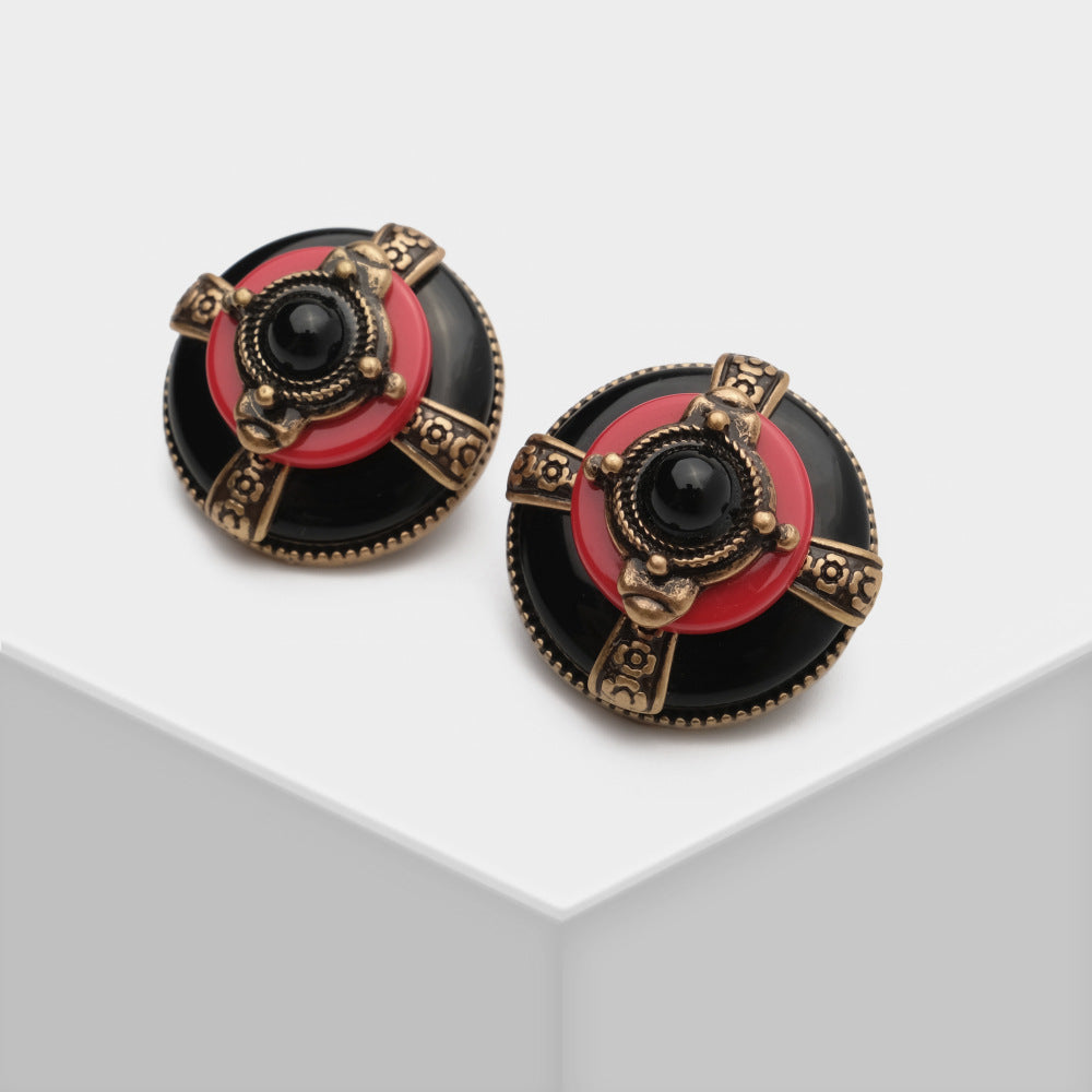 Boucles d'Oreilles Agate - Rouge et Noir