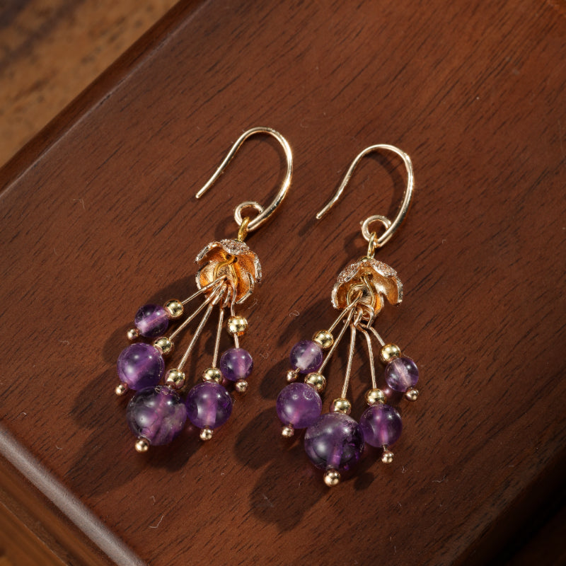 Boucles d'Oreilles Améthyste – Floraison Tendrille