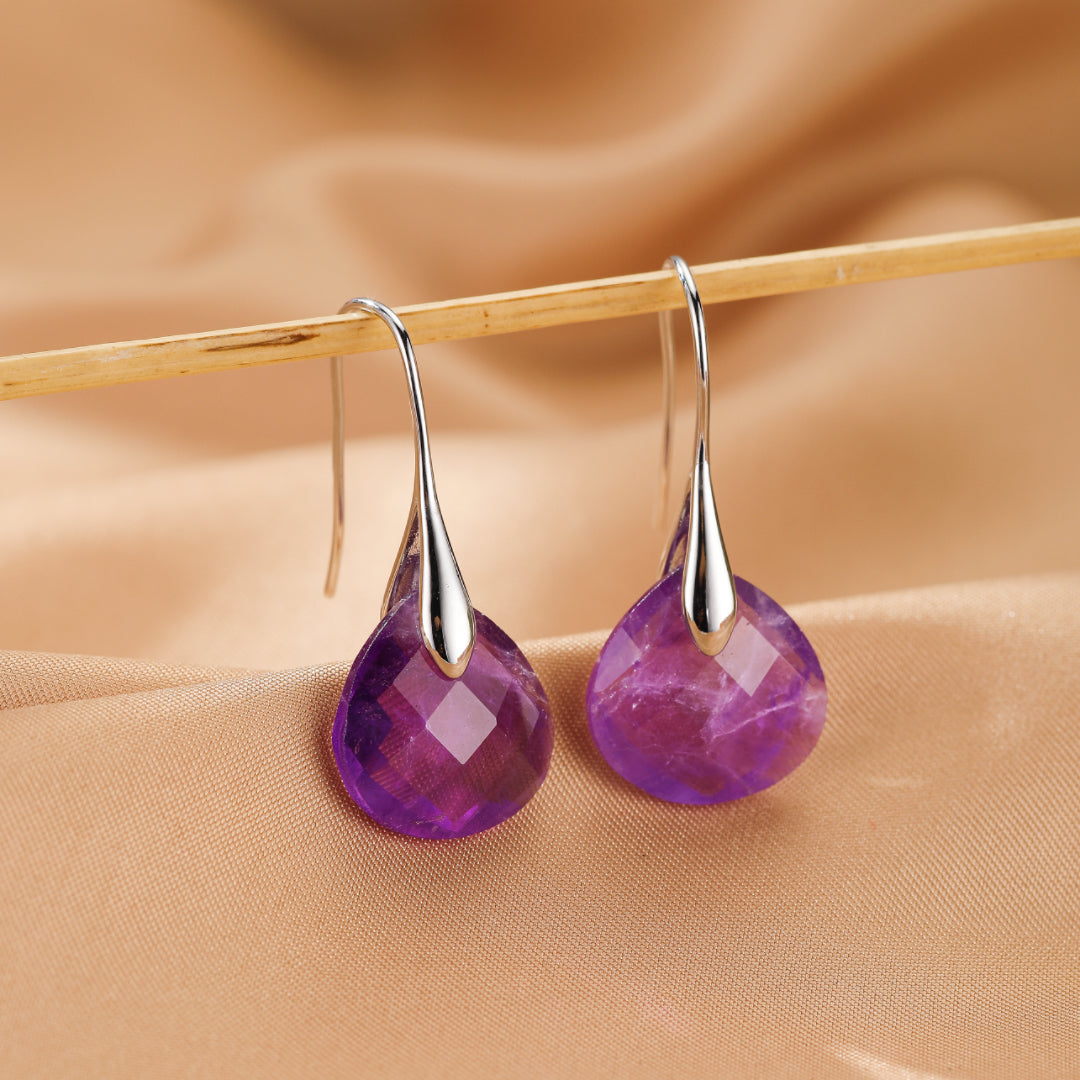 Amethyst Earrings – Moon Drop