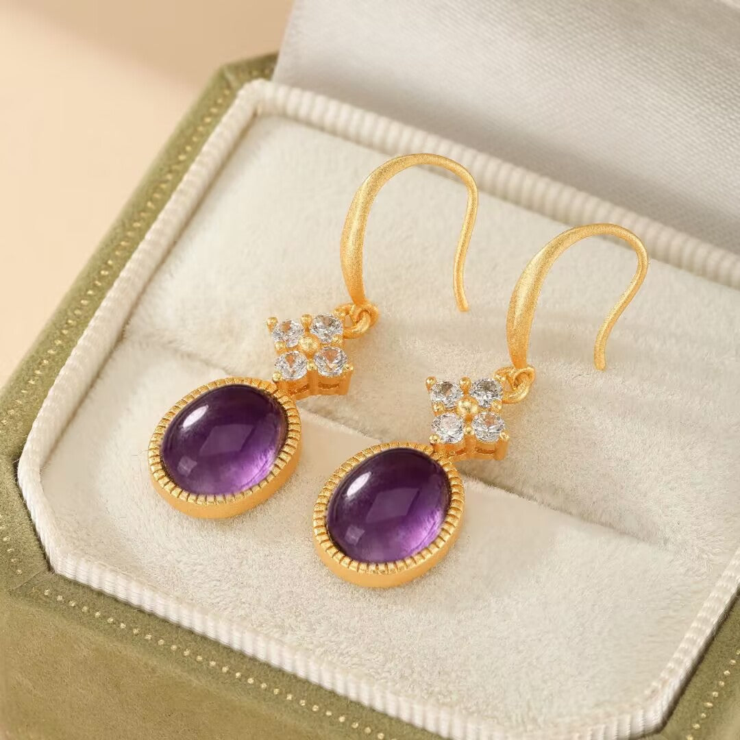 Amethyst Earrings – Byzantine Dream, Gold Plated Silver