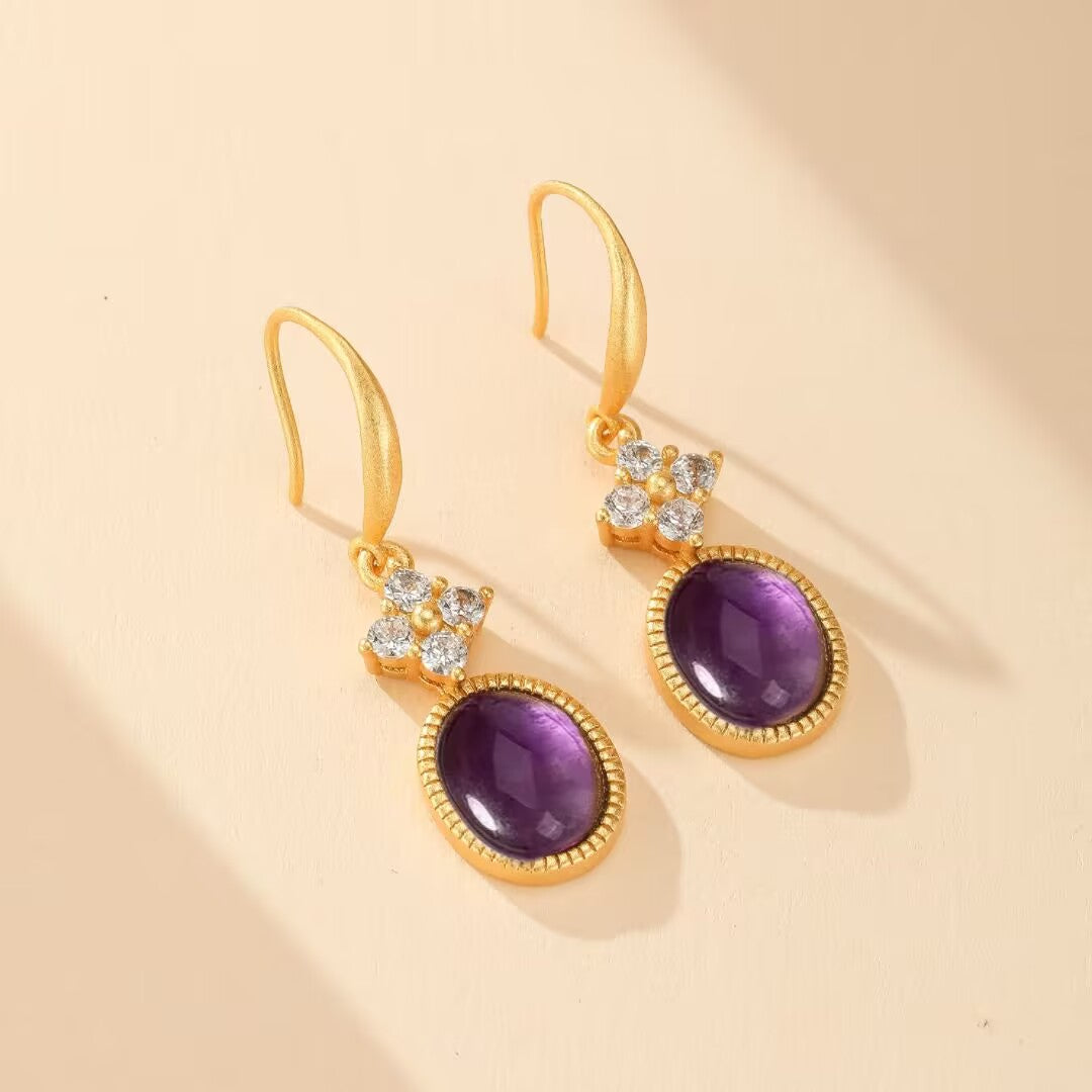 Amethyst Earrings – Byzantine Dream, Gold Plated Silver