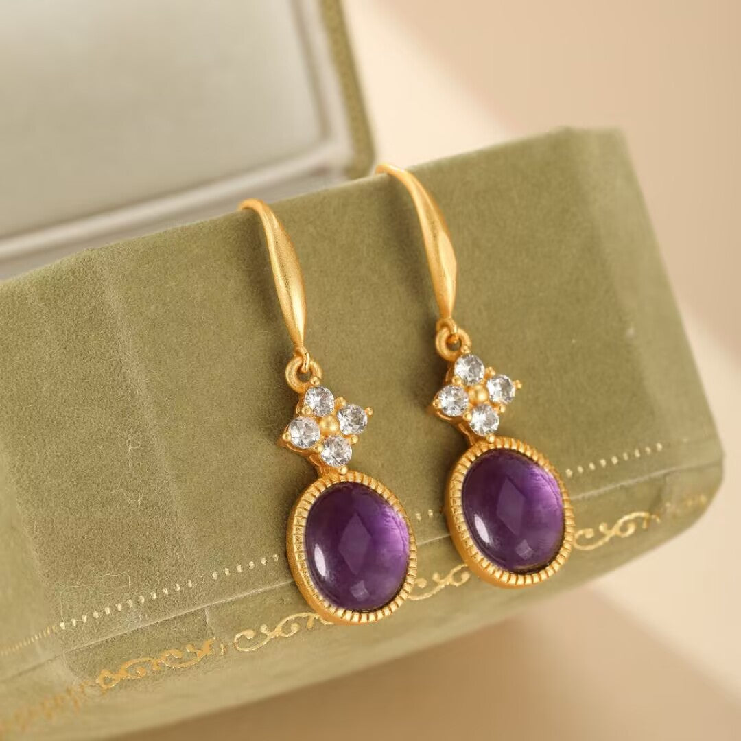 Amethyst Earrings – Byzantine Dream, Gold Plated Silver