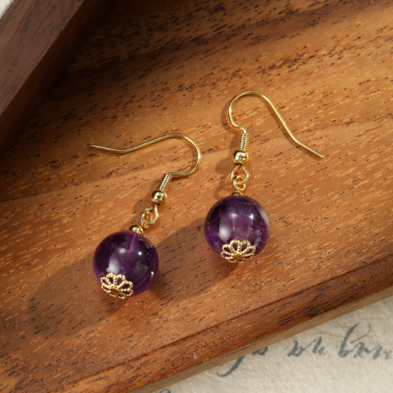 Boucles d'Oreilles Améthyste – Sphère Lumineuse