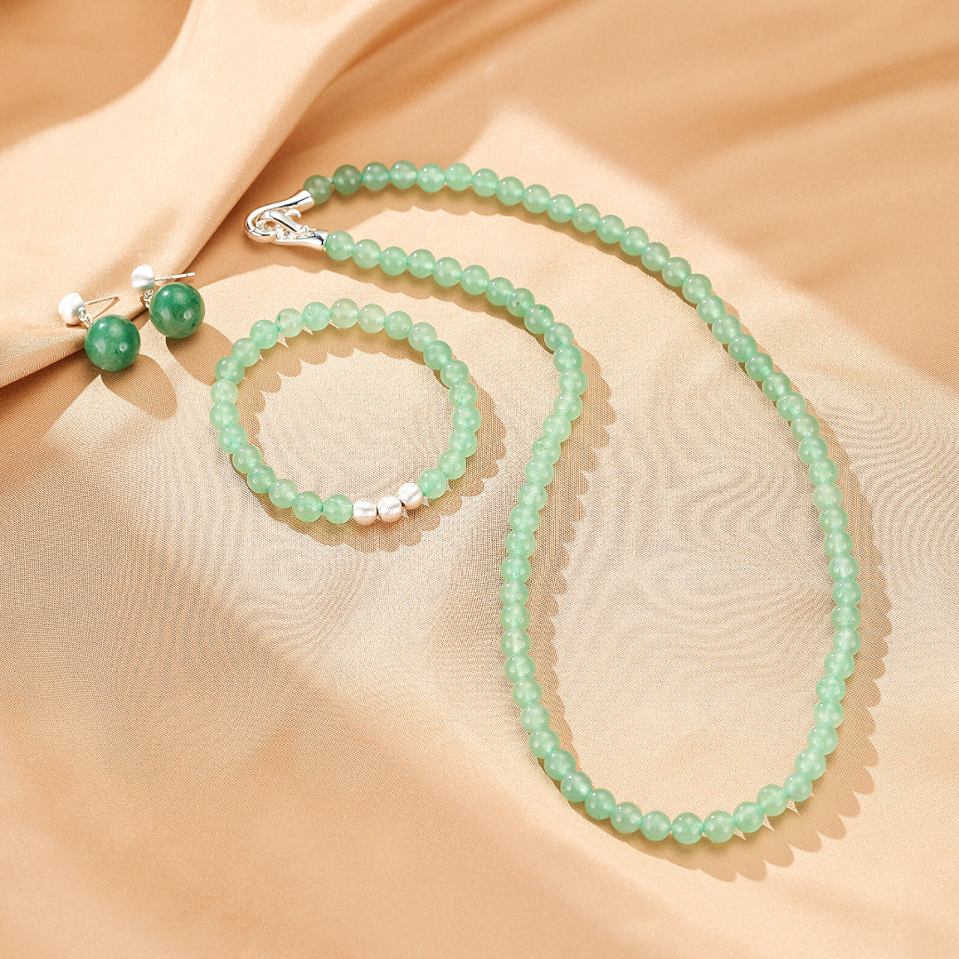 Jewelry-Aventurine Earrings – Timeless Sparkle, Silver