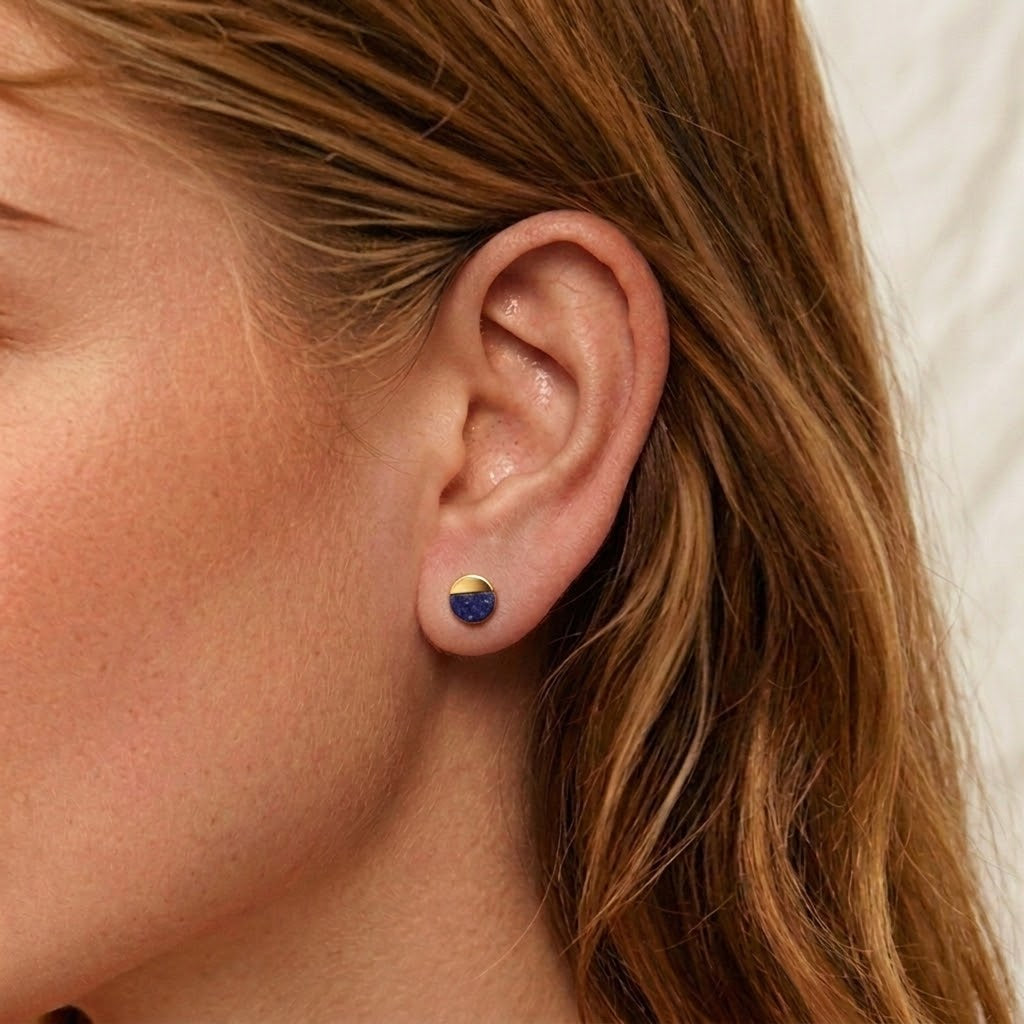 Clous d'Oreilles Lapis Lazuli – Éclat Serein