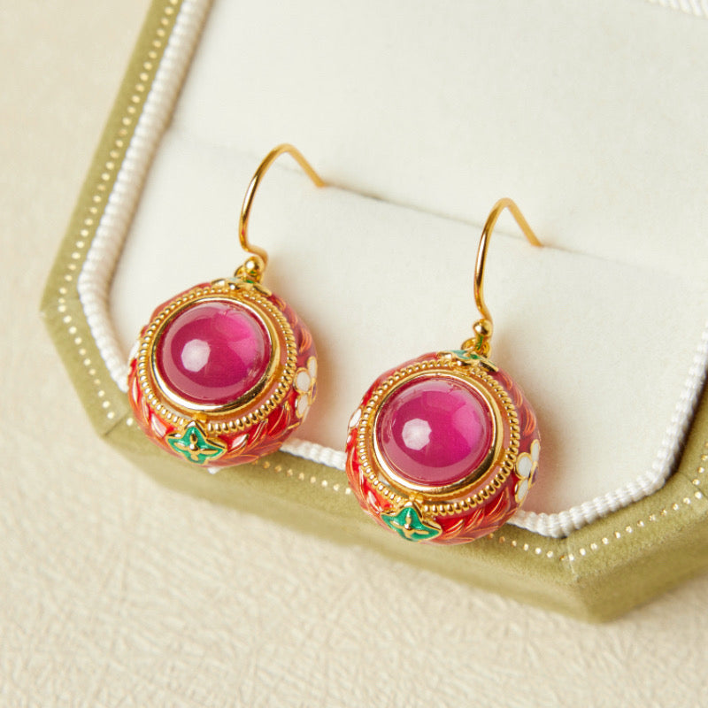 Boucles d'Oreilles Cornaline – Énergie Florale, Argent Plaqué Or