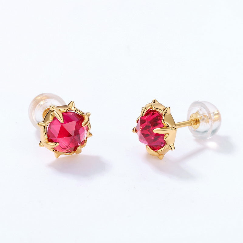 Carnelian Earrings – Fire Thorn, Gold Plated Silver
