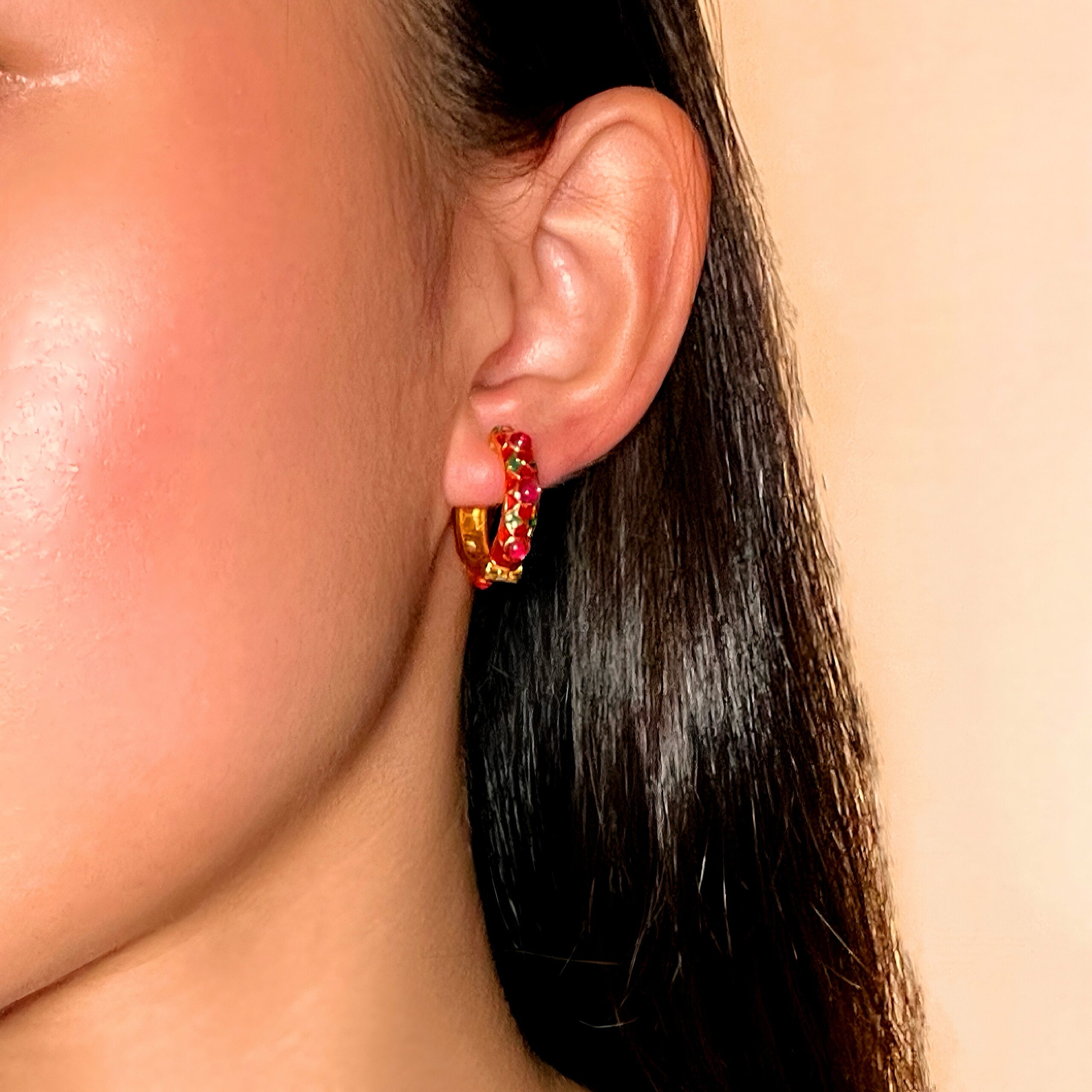 Carnelian Earrings – Enchanted Garden, Enameled Silver