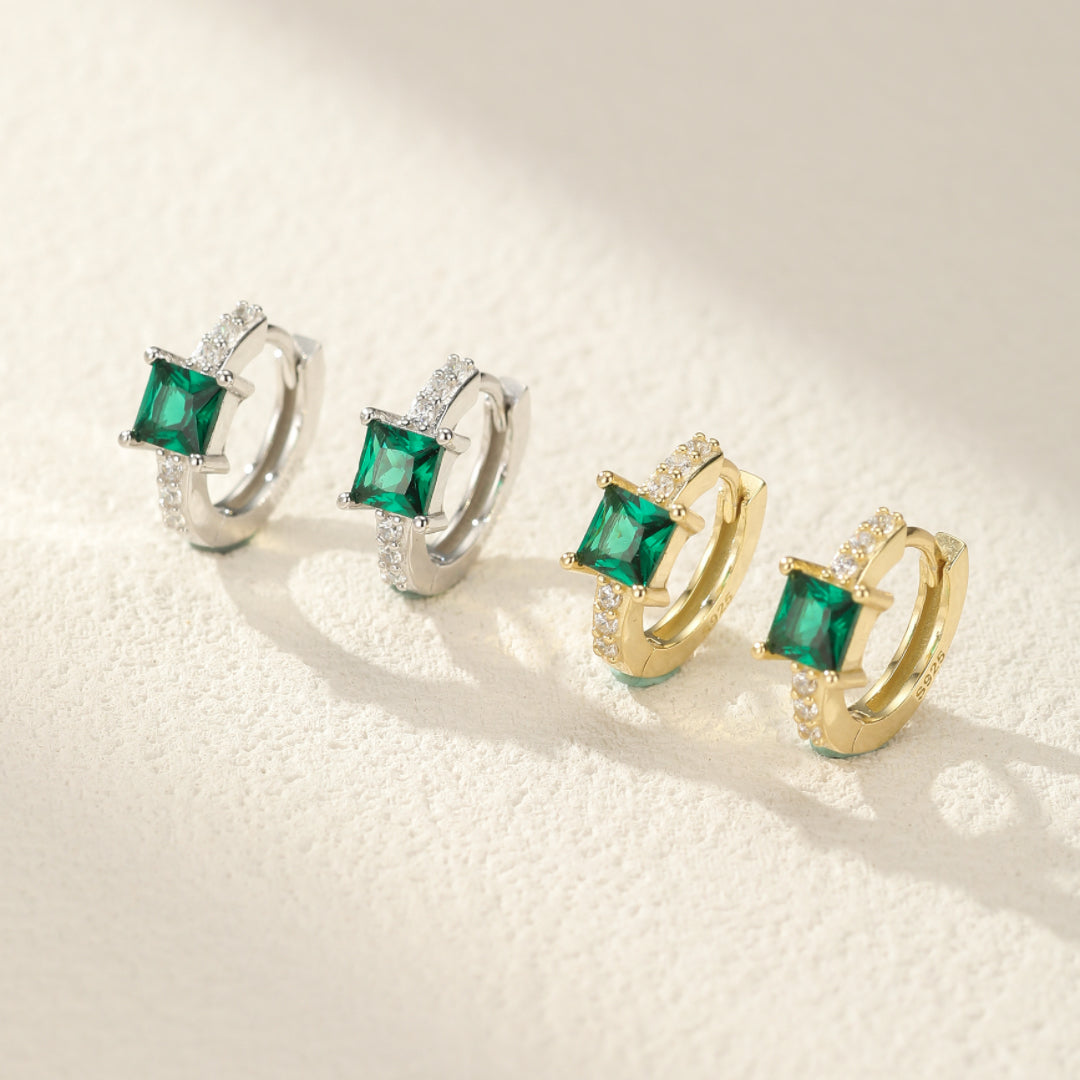 Emerald Earrings – Emerald Breeze, 925 Sterling Silver