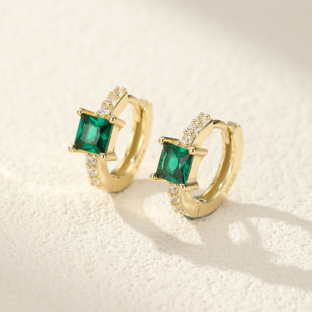 Emerald Earrings – Emerald Breeze, 925 Sterling Silver