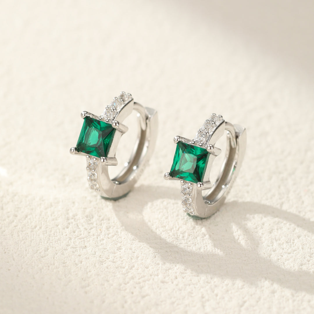 Emerald Earrings – Emerald Breeze, 925 Sterling Silver