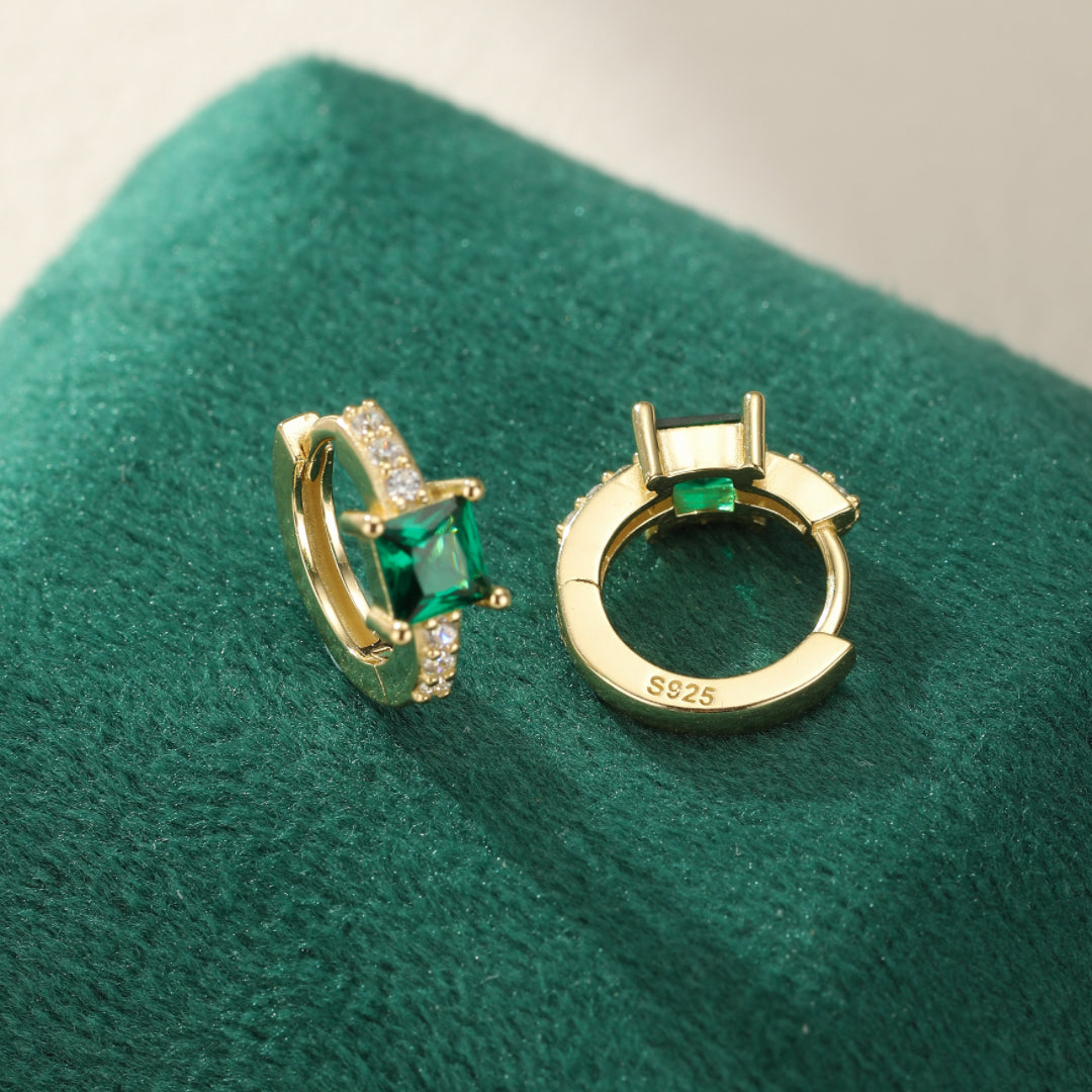 Emerald Earrings – Emerald Breeze, 925 Sterling Silver