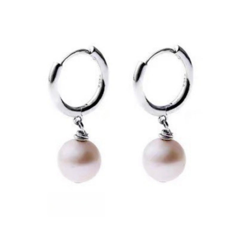 Men's Pearl Earrings – Light, Silver - Model 1