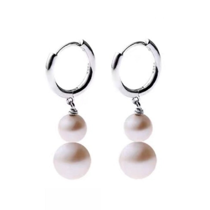 Men's Pearl Earrings – Light, Silver - Model 1