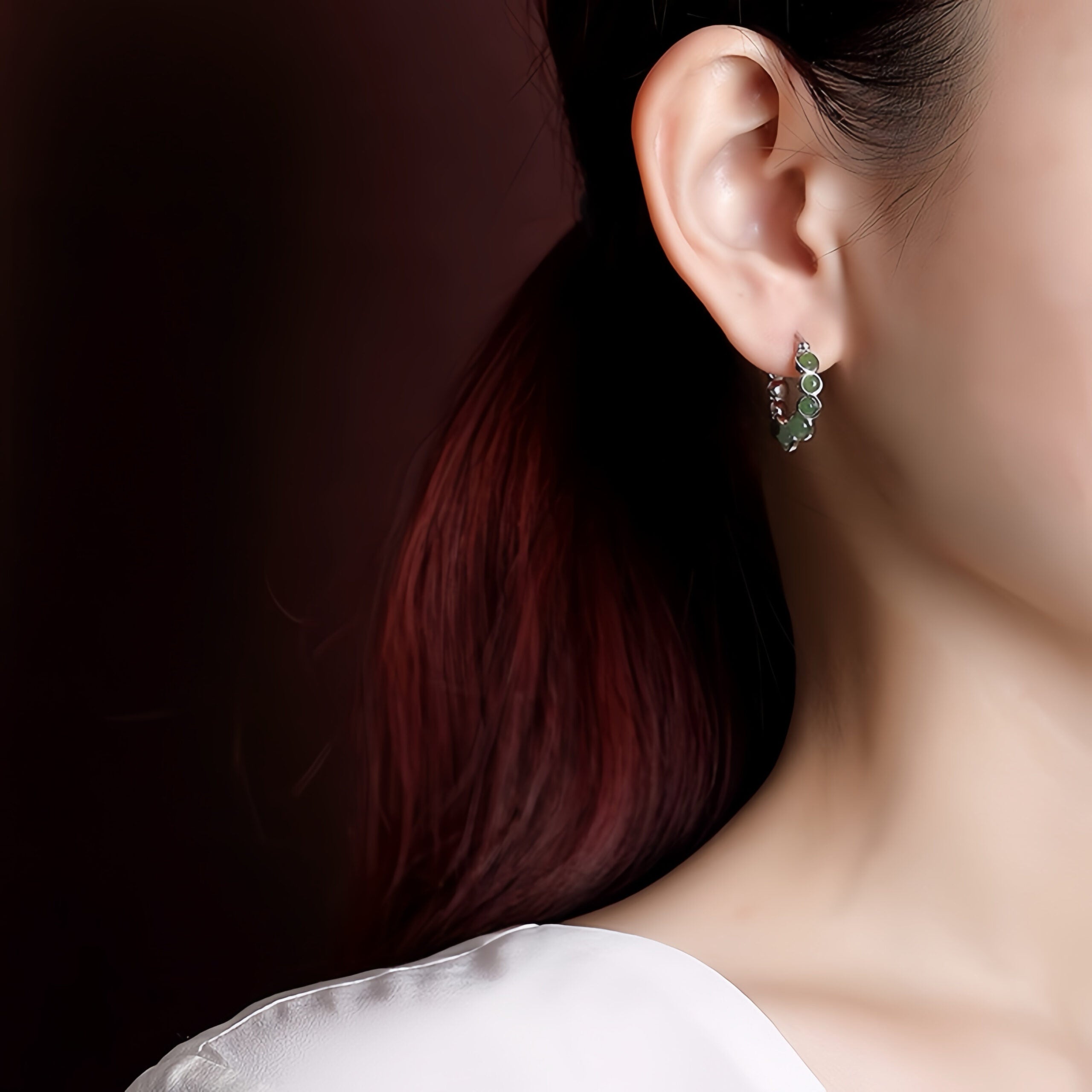 Boucles d'Oreilles Jade – Danse Verdoyante, Argent