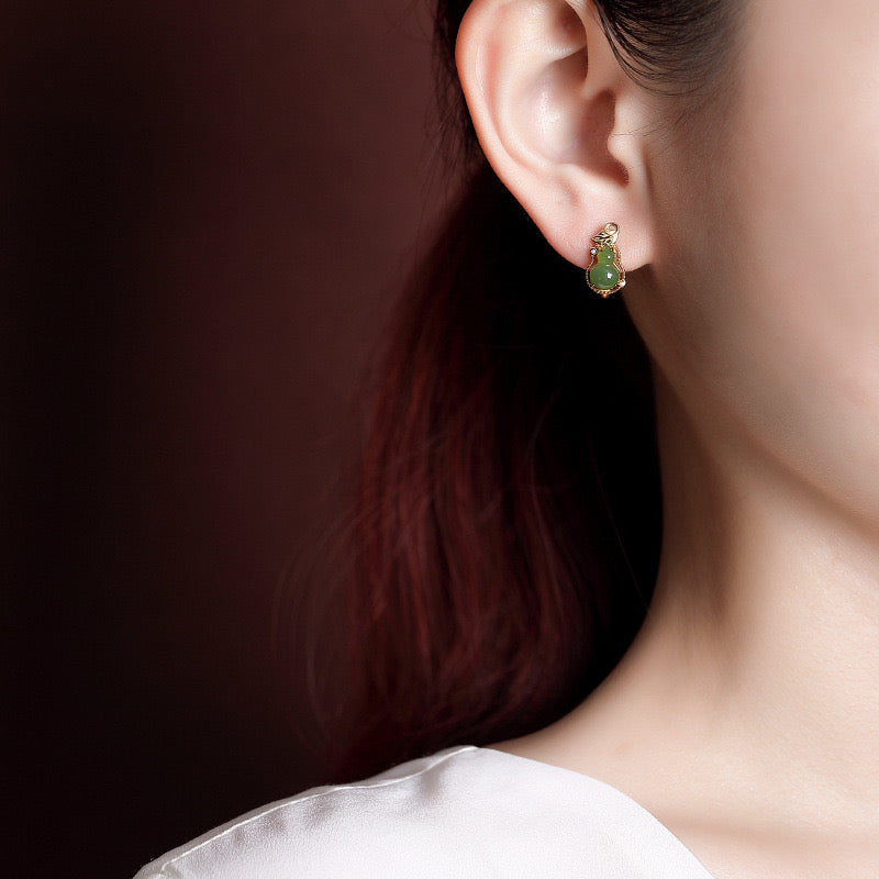 Boucles d'Oreilles Jade – Délice, Argent Plaqué Or